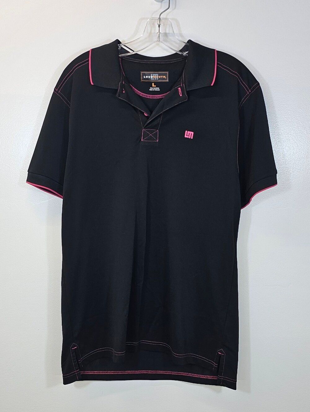 Loudmouth Black Polo with Pink Trim